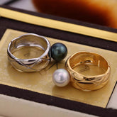 S925 pure silver luxury geometric diamond patterned ring with adjustable empty holder(without pearl)